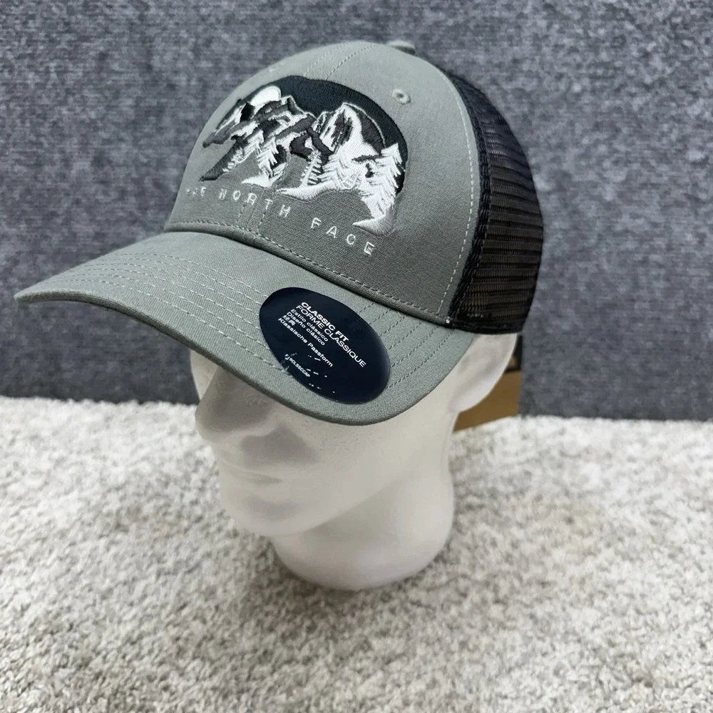 The North Face SnapBack hat cap bear‎ mountain trees gray/black adjustable